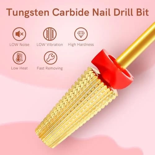 SQULIGT 5 in 1 Tungsten Carbide Nail Drill Bit Fine Grit Golden | Two-Way Rotation 3/32" Shank thumbnail 5