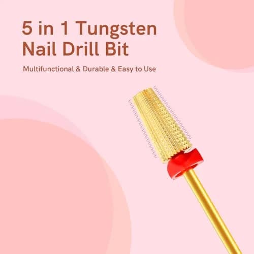 SQULIGT 5 in 1 Tungsten Carbide Nail Drill Bit Fine Grit Golden | Two-Way Rotation 3/32" Shank thumbnail 7