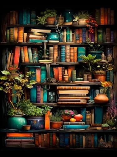 MjhRcll Stamped Cross Stitch Kit Bookshelf Embroidery Starter Kit 30x40cm (12x16 Inch) | Easy Beginner Craft thumbnail 1