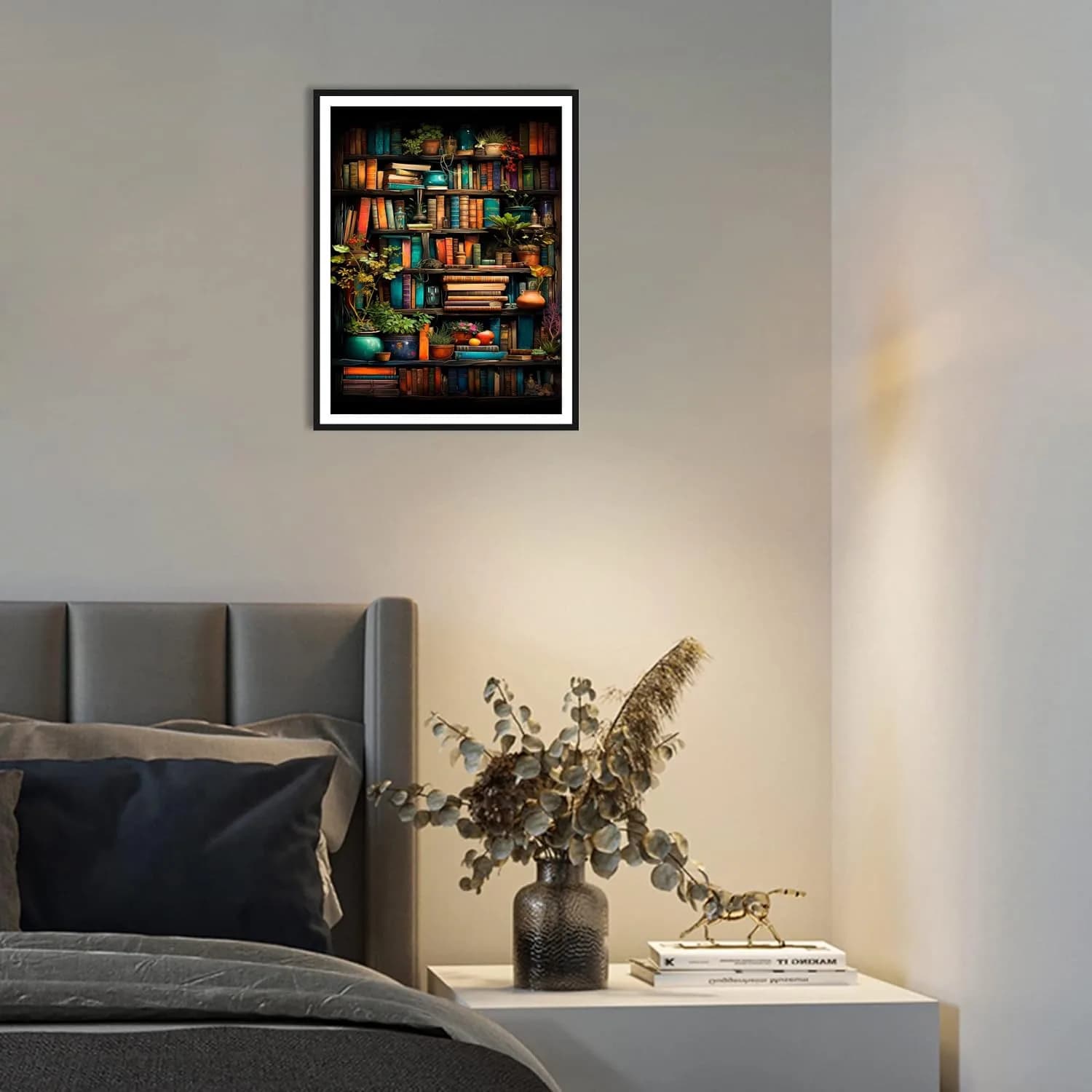 MjhRcll Stamped Cross Stitch Kit Bookshelf Embroidery Starter Kit 30x40cm (12x16 Inch) | Easy Beginner Craft - view 4