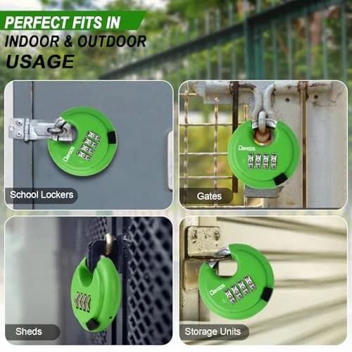DAYGOS 4-Digit Combination Disc Padlock 70mm (2.75") | Heavy Duty Outdoor Lock for Storage Units, Gates, Fences thumbnail 5