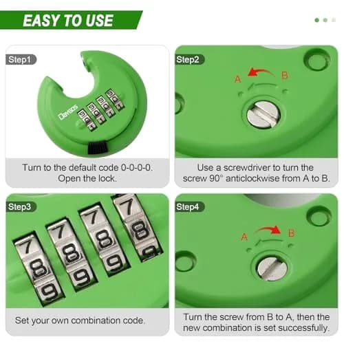 DAYGOS 4-Digit Combination Disc Padlock 70mm (2.75") | Heavy Duty Outdoor Lock for Storage Units, Gates, Fences thumbnail 6