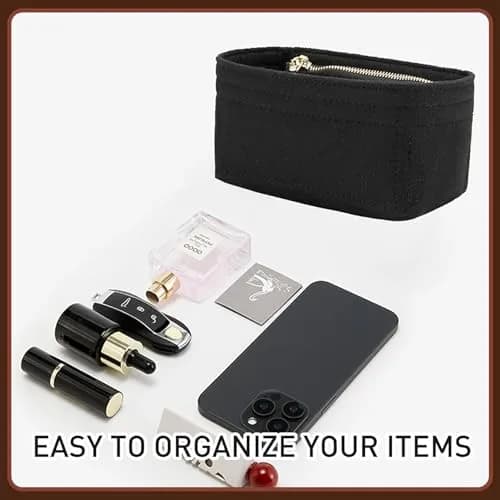 Doxo Felt Purse Organizer Insert for Longchamp Le Pliage Mini XS Bag, Black | 16cm (6.1"W) x 5cm (1.9"D) x 9cm (3.5"H) thumbnail 5