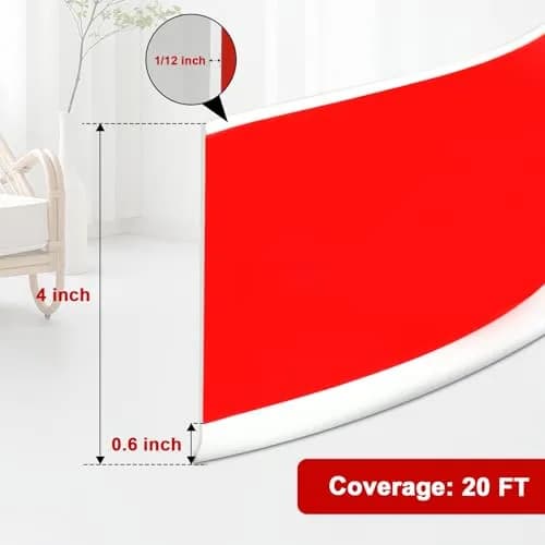 Storystore Wall Baseboard Trim 4 Inch 20 Feet | Flexible Self-Adhesive Rubber Wall Molding thumbnail 2
