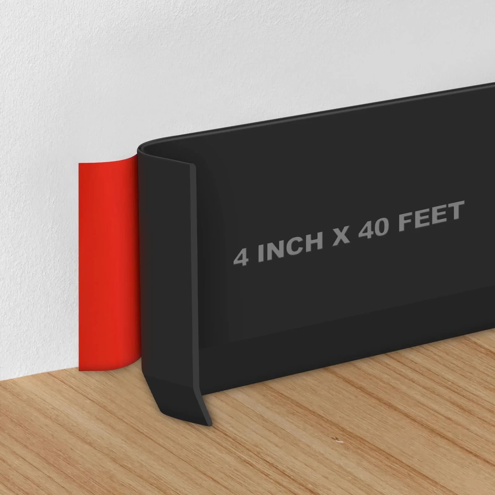 Storystore Black Flexible Self-Adhesive Vinyl Baseboard Trim 10.16 cm (4 Inch) x 12.2 m (40 Feet) | Easy Peel and Stick Wall Molding