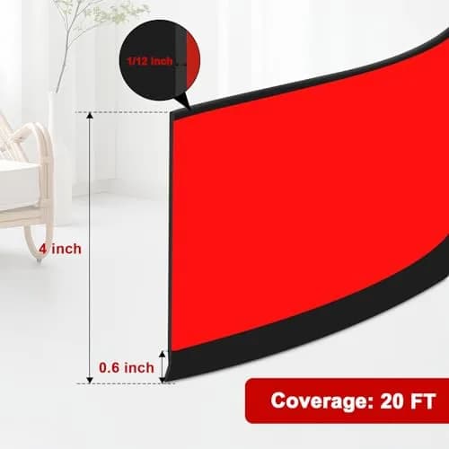 Storystore Wall Baseboard Trim 4 Inch x 20 Feet | Flexible Self-Adhesive Rubber Wall Molding thumbnail 2