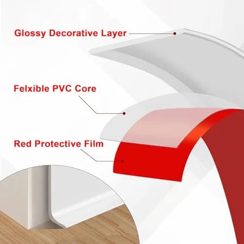 Storystore Flexible Self-Adhesive Rubber Baseboard Trim 10.16 cm x 12.19 m (4 Inch x 40 Feet) | Peel and Stick Wall Molding thumbnail 4