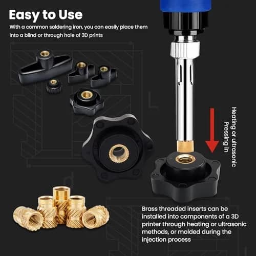 ZWMSSLL M3 Heat-Set Threaded Inserts, M3x6x4.5mm | Brass for 3D Printing & Plastic Parts thumbnail 4