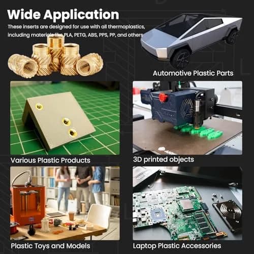 ZWMSSLL 1/4"-20 Heat Set Threaded Inserts 30 Pieces Brass Knurled Nuts | Durable, Heat-Resistant Fasteners for 3D Printing & Plastic Parts thumbnail 4
