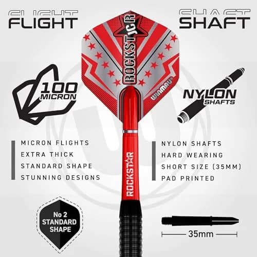 Winmau Darts Joe Cullen Rockstar 20g Brass Darts Set with Flights & Shafts | Precise Control & Iconic Style thumbnail 3