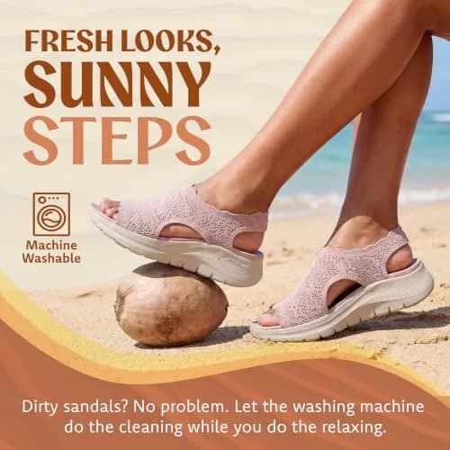 Skechers Women's Arch Fit 2.0 Flawless Choice Crochet Knit H-Band Sandal 1.75" Wedge Heel | Podiatrist-Certified Arch Support thumbnail 6