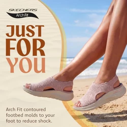 Skechers Women's Arch Fit 2.0 Flawless Choice Crochet Knit H-Band Sandal 1.75" Wedge Heel | Podiatrist-Certified Arch Support thumbnail 3
