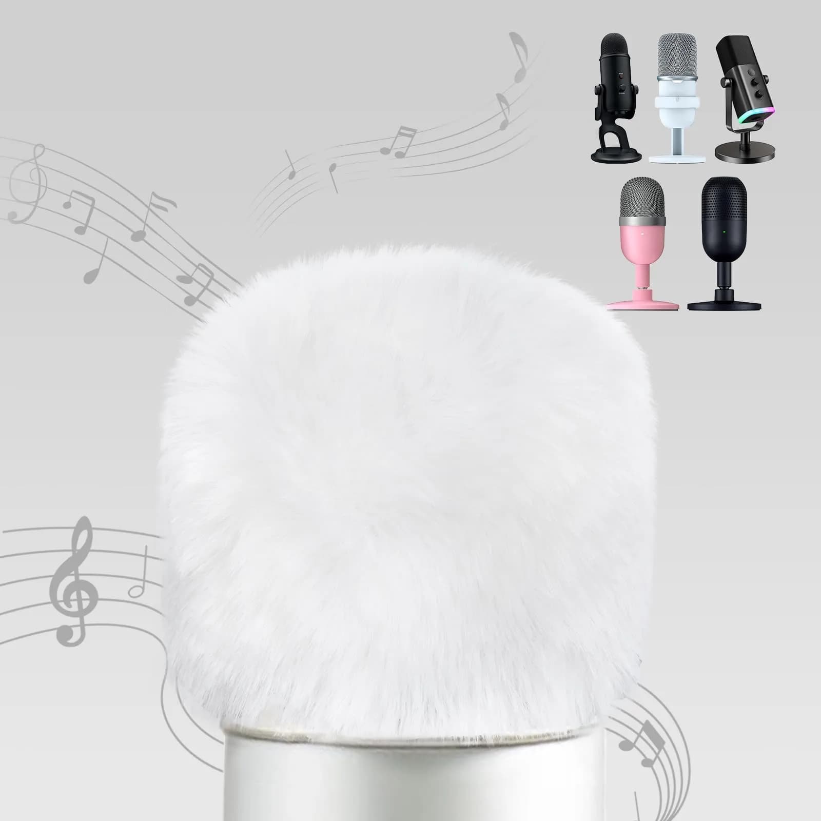 YOUSHARES White Furry Microphone Windscreen for Blue Yeti & More USB Mics | Noise Reduction & Durability - main product image