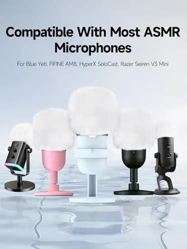 YOUSHARES White Furry Microphone Windscreen for Blue Yeti & More USB Mics | Noise Reduction & Durability thumbnail 5