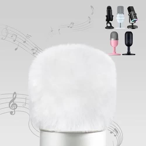 YOUSHARES White Furry Microphone Windscreen for Blue Yeti & More USB Mics | Noise Reduction & Durability thumbnail 1