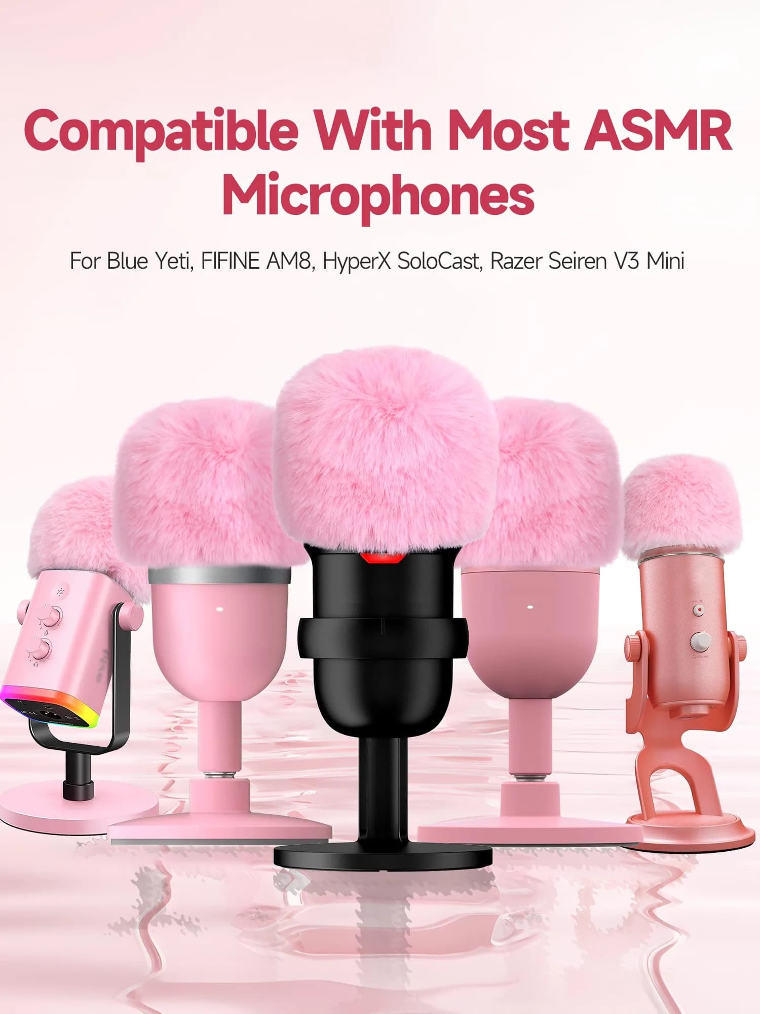 YOUSHARES Pink Furry Microphone Windscreen for Blue Yeti & USB Mics | 5cm (1.97in) Diameter - view 5