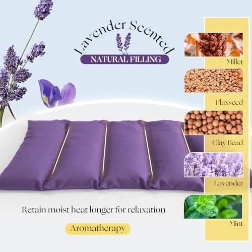 uncn Microwavable Heating Pad with Washable Cover Flaxseed Microwave Heat Pack 680 g (1.4 lb) | Soothing Moist Warmth for Relaxation thumbnail 3