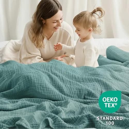 Kozyhvn 100% Cotton Muslin Blanket King 108" x 90" | Breathable & Soft for Adults thumbnail 4