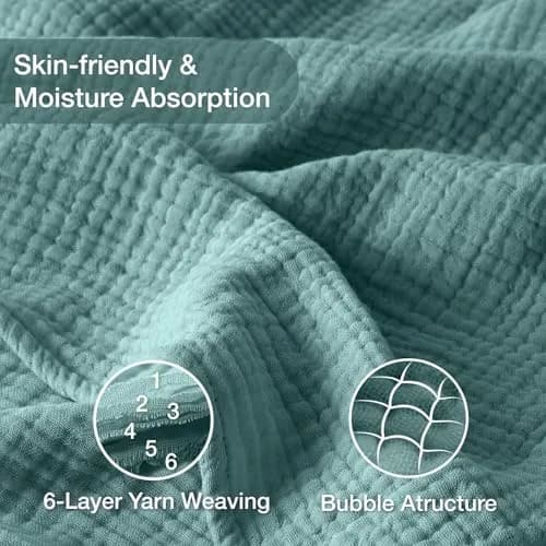 Kozyhvn 100% Cotton Muslin Blanket King 108" x 90" | Breathable & Soft for Adults thumbnail 5