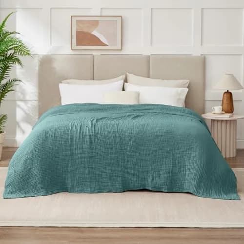 Kozyhvn 100% Cotton Muslin Blanket King 108" x 90" | Breathable & Soft for Adults thumbnail 8