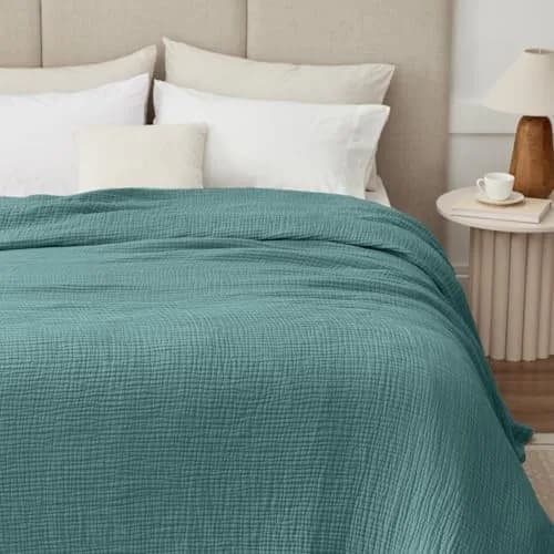 Kozyhvn 100% Cotton Muslin Blanket King 108" x 90" | Breathable & Soft for Adults thumbnail 3