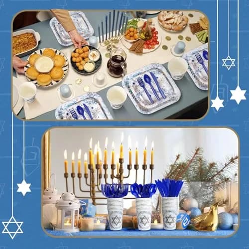 Suttmin Hanukkah Paper Plates & Napkins Set 350 pcs | Disposable Festive Tableware for 50 Guests thumbnail 6