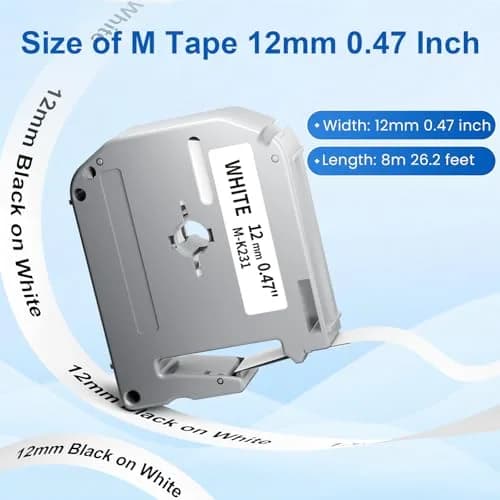 Labelife MK231 Label Tape 12mm White | Indoor Durable Non-Laminated Tape (70-120 chars) thumbnail 3