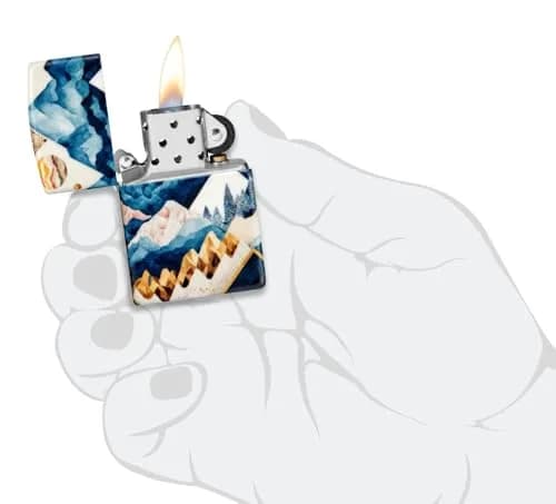Zippo Mountain Collage Design 540 Matte Pocket Lighter | Windproof Metal Construction thumbnail 6