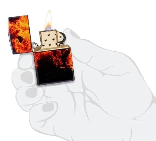 Zippo Fusion Inferno Design 540 Tumbled Brass Pocket Lighter | Windproof Metal Construction thumbnail 8
