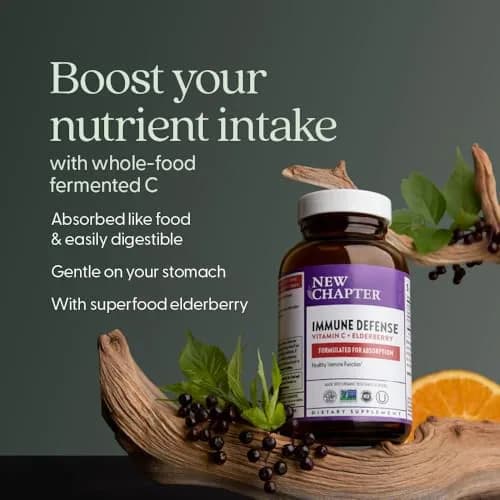 New Chapter Vitamin C Immune Defense Supplement, 90 Count | Organic Elderberry & Stress Support thumbnail 3