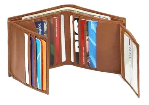 Bullz Genuine Cow Leather Thick Dual Credit Card Wallet | RFID Bifold Large Men’s Wallet (Tan) thumbnail 4