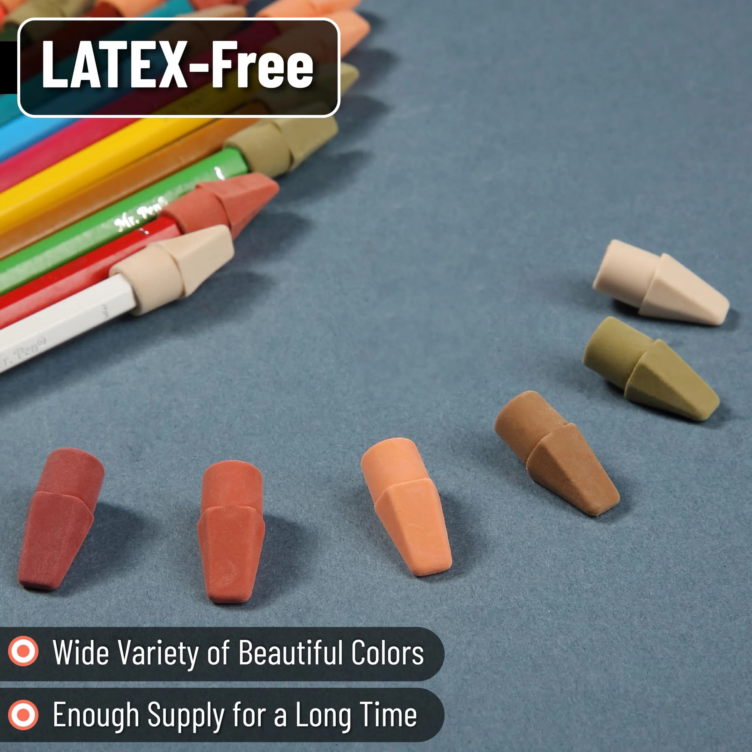 Mr. Pen Autumn Earth Pencil Eraser Toppers - 120 Pack | Smudge-Free Latex-Free Erasers - view 4