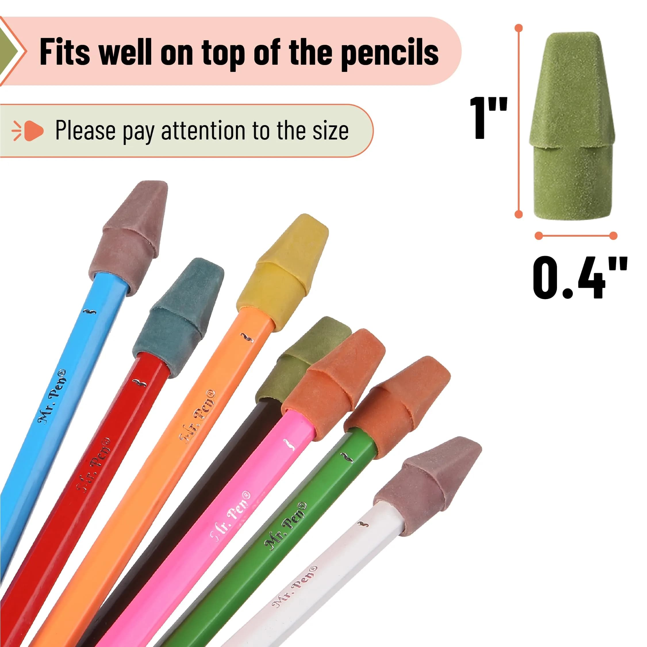 Mr. Pen Folk Festival Pencil Top Erasers, 120 Pack | Smooth Smudge-Free Erasing - view 3