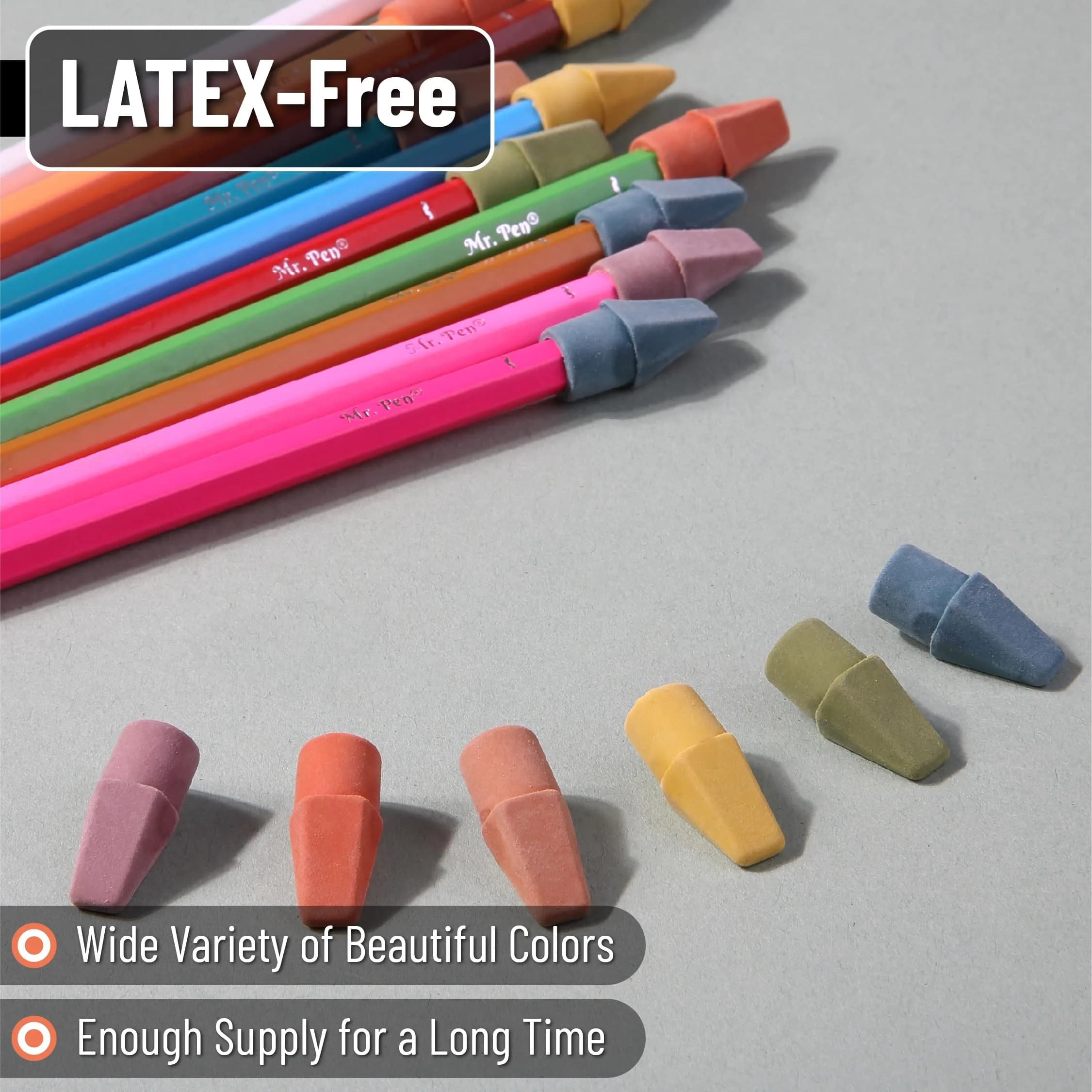 Mr. Pen Folk Festival Pencil Top Erasers, 120 Pack | Smooth Smudge-Free Erasing - view 4