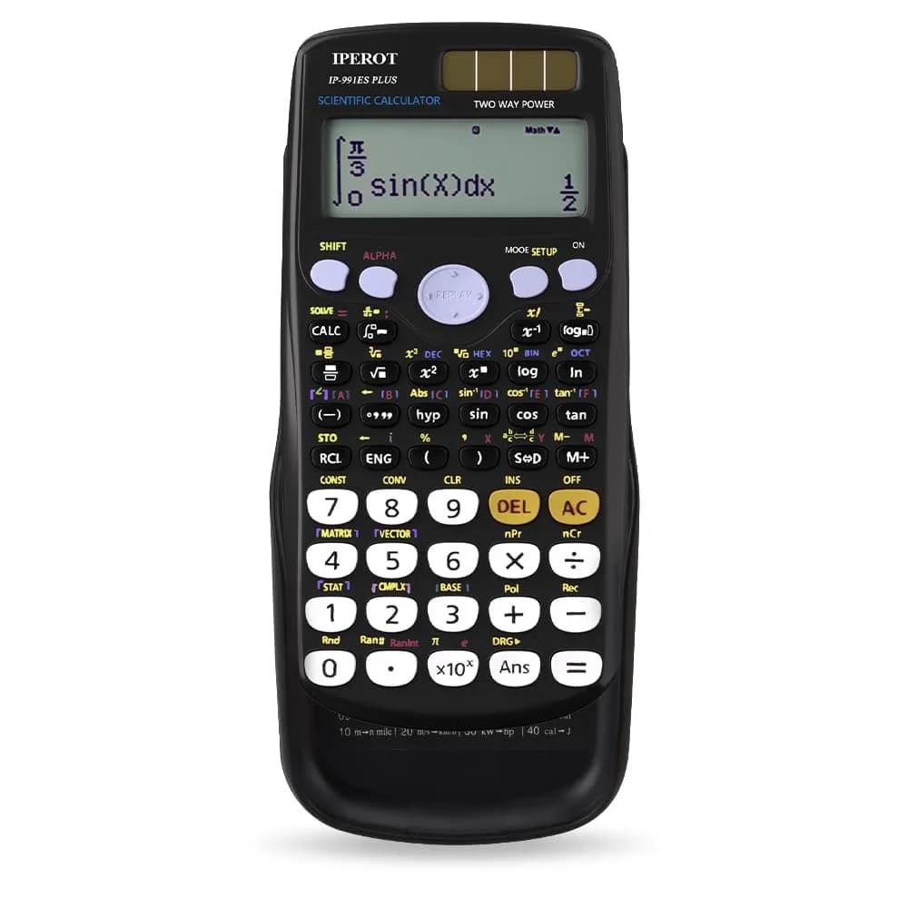 IPEROT Math Solar Calculator with 417 Functions & Dual Power | 16.5 cm (6.5 in) Display - main product image