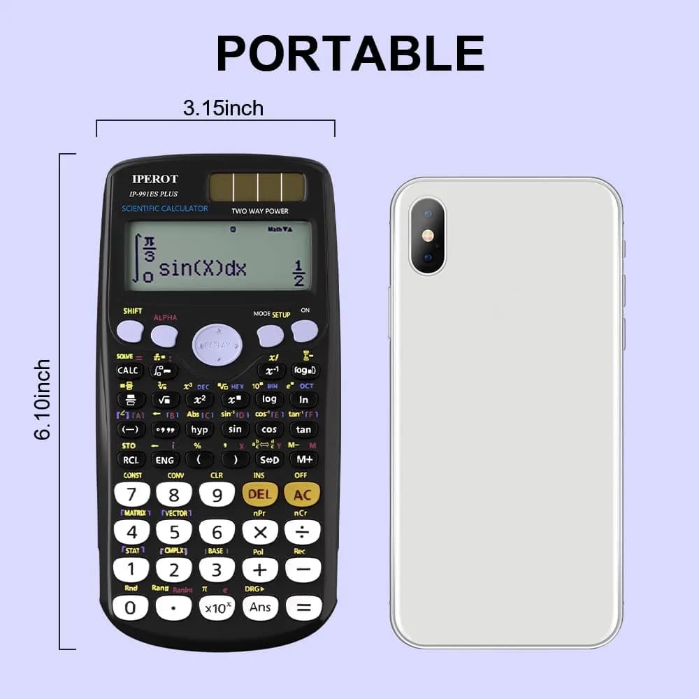 IPEROT Math Solar Calculator with 417 Functions & Dual Power | 16.5 cm (6.5 in) Display - view 5