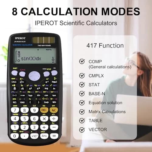 IPEROT Math Solar Calculator with 417 Functions & Dual Power | 16.5 cm (6.5 in) Display thumbnail 6