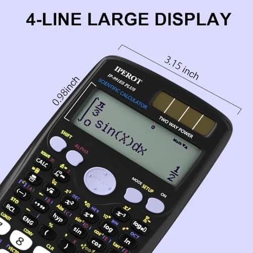 IPEROT Math Solar Calculator with 417 Functions & Dual Power | 16.5 cm (6.5 in) Display thumbnail 2