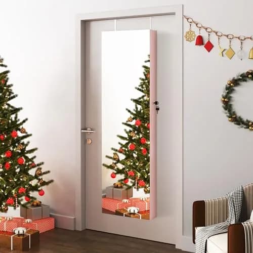 NAFORT Jewelry Armoire with Full Length Mirror | Lockable Wall or Door Mount Storage for Jewelry & Cosmetics thumbnail 3