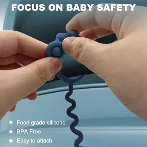 Yunaeduo Silicone Toy Straps for Baby, 5 Pack | Adjustable, BPA-Free, Heat-Resistant Toy Holder for Stroller, High Chair, Sippy Cups thumbnail 4