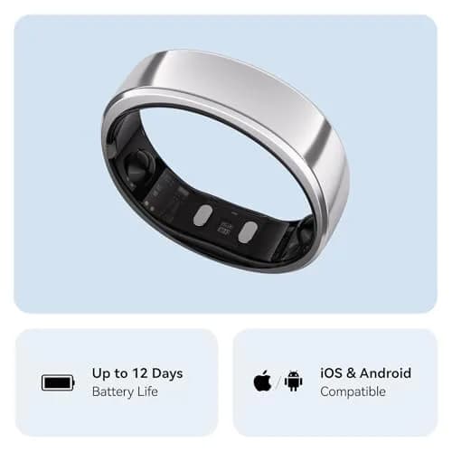 RingConn Gen 2 Smart Ring Titanium Sleep Apnea Monitoring Silver Size 10 | Advanced Health Tracking thumbnail 7