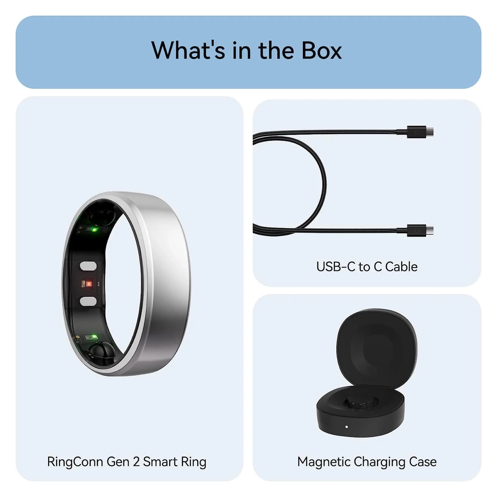 RingConn Gen 2 Smart Ring Titanium Sleep Apnea Monitoring Silver Size 10 | Advanced Health Tracking - view 8