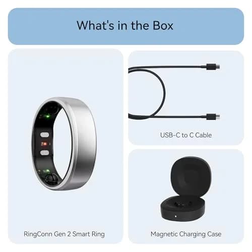 RingConn Gen 2 Smart Ring Titanium Sleep Apnea Monitoring Silver Size 10 | Advanced Health Tracking thumbnail 8