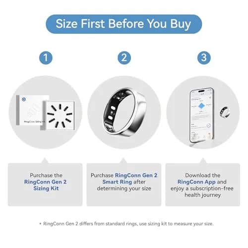 RingConn Gen 2 Smart Ring Titanium Sleep Apnea Monitoring Silver Size 10 | Advanced Health Tracking thumbnail 2