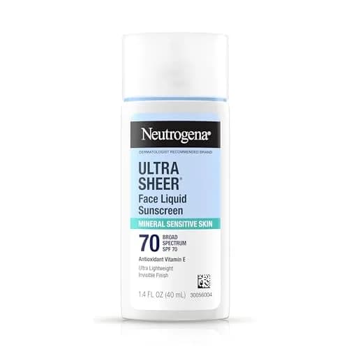 Neutrogena Ultra Sheer Liquid Mineral Face Sunscreen SPF 70, 39.69 ml (1.4 fl oz) | Mineral Sunscreen for Sensitive Skin thumbnail 1