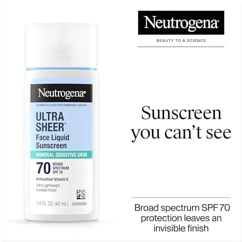 Neutrogena Ultra Sheer Liquid Mineral Face Sunscreen SPF 70, 39.69 ml (1.4 fl oz) | Mineral Sunscreen for Sensitive Skin thumbnail 2