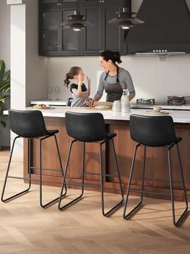 Aowos 26in Counter Height Bar Stools Set of 2 | Faux Leather & Metal Legs, Modern Design, Supports 300 lbs thumbnail 7