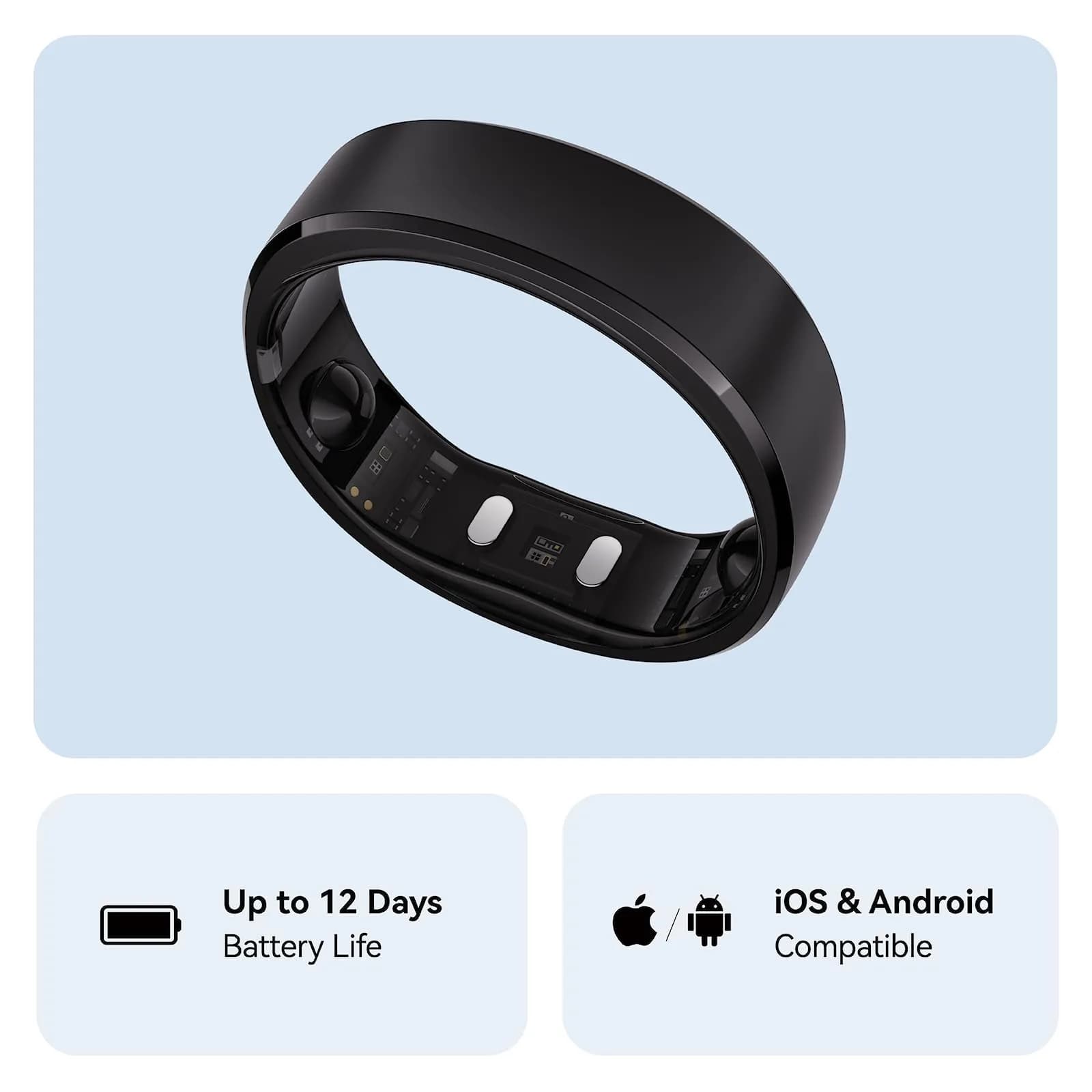 RingConn Gen 2 Smart Ring Black Size 14 | Sleep Apnea Monitoring with 12-Day Battery - view 7