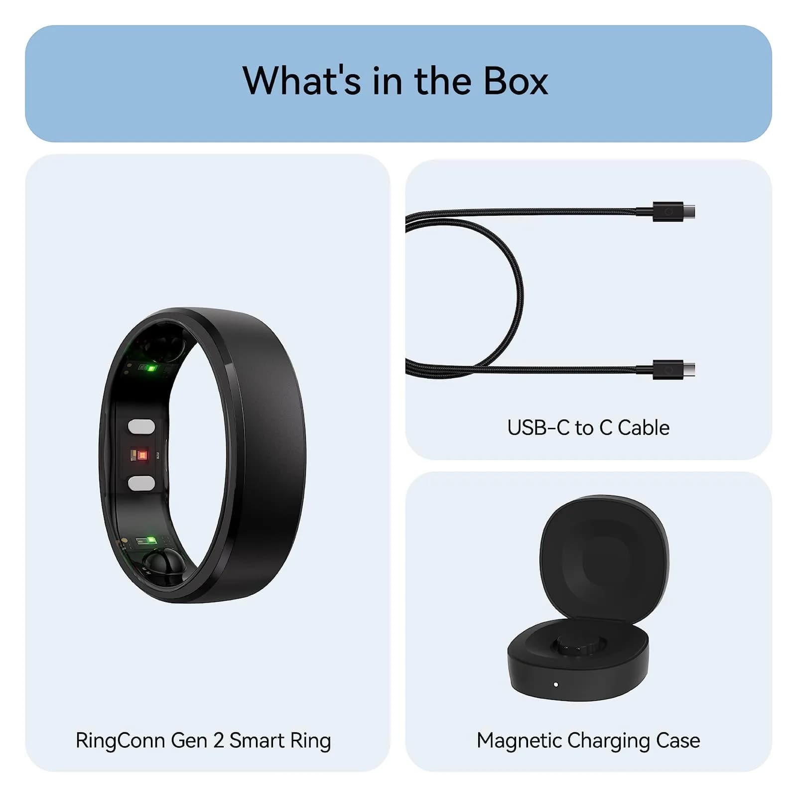 RingConn Gen 2 Smart Ring Black Size 14 | Sleep Apnea Monitoring with 12-Day Battery - view 8