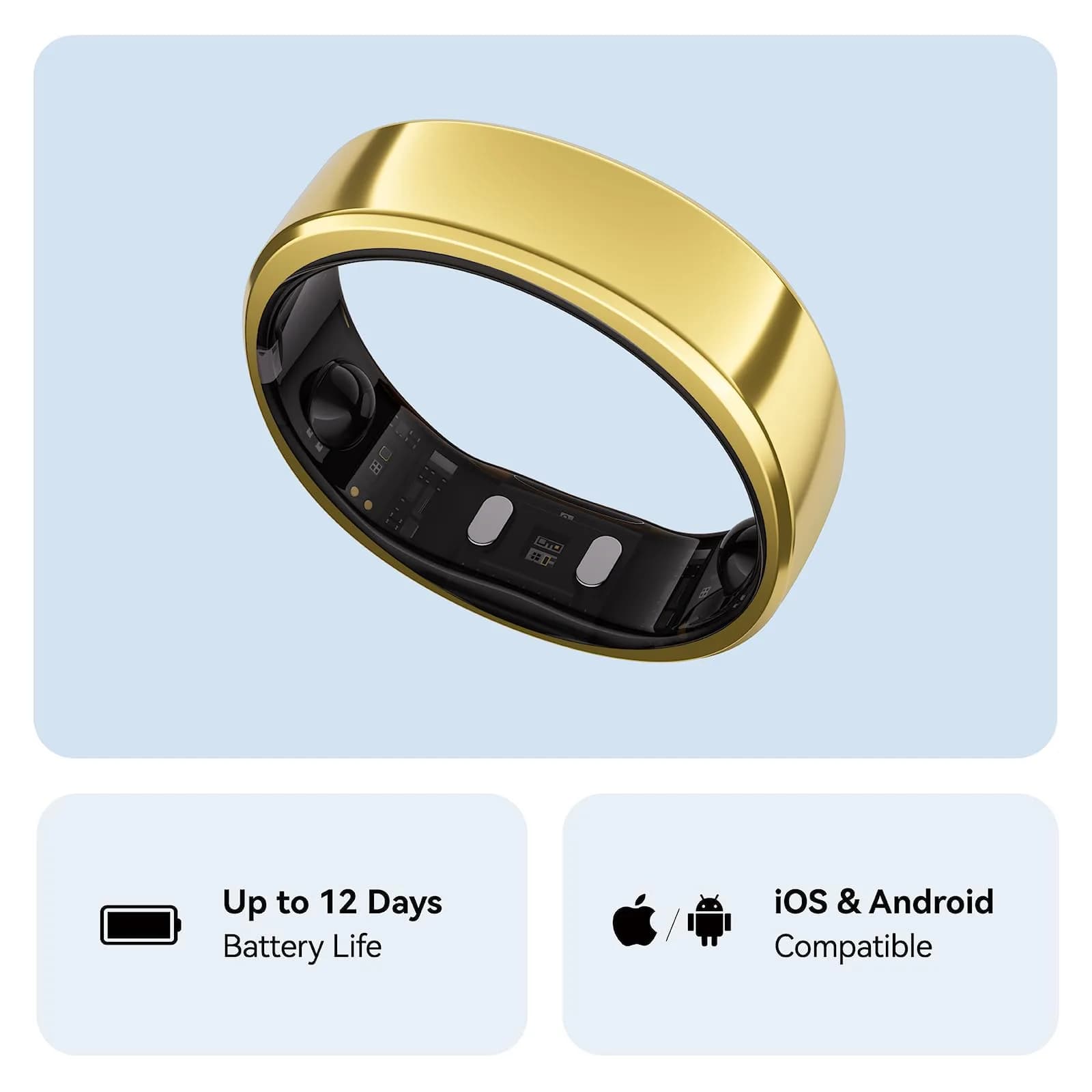 RingConn Gen 2 Smart Ring Gold Size 6 | Sleep Apnea Monitoring with 12-Day Battery Life - view 7